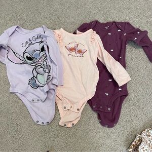3 - 18 month long sleeve onesie tops